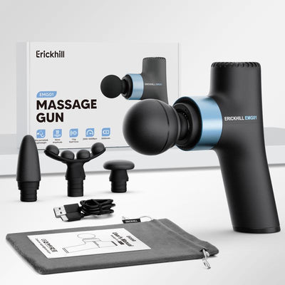 ERICKHILL Portable Massage Gun - Ultimate Deep Tissue Relief with 4 Heads, Long Battery Life & 3 Speeds - Ideal Mother's Day Gift!