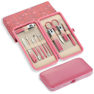 Manicure Set for Women - Pink Nail Care Kit for Christmas and Birthday, Stocking Stuffers for Mom, Wife, and Young Girls