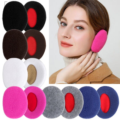 2Pcs Bandless Ear Warmers Fleece Ear Muffs Ear Covers Unisex Winter Outdoors for Women Men (White)